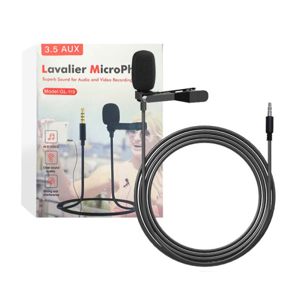 Lapel Microphone for Mobile 3.5 AUX, Excellent Sound for Audio and Video Recording