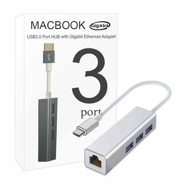 Macbook Tipo-C 3.0 Tres Puertos con Adaptador Ethernet