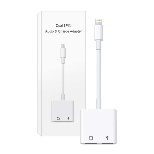Adaptador de Audio + Carga de Batería Lightning, Dual 8 Pin, IOS 15