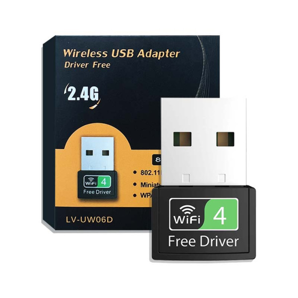 Adaptador USB sem fio 2.4G Design pequeno, conexão segura WPA