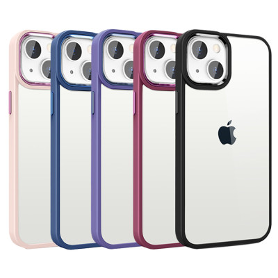 Funda Transparente Con Borde Color Solido Para iPhone 15 Pro