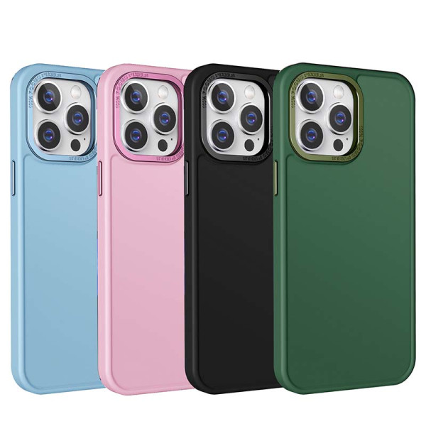 Funda Color Sólido Morandi Con Marco Metal de Calidad para iPhone 14 Pro Max