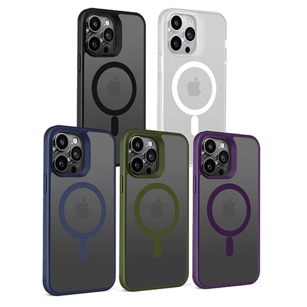 Funda Semitransparente Model G Borde de Color con Magsafe Antideslizante para iPhone 15 Pro