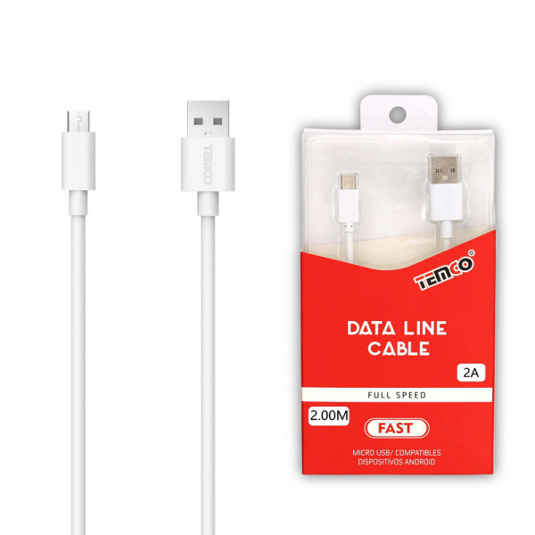 Cable de TPE 2A en 2M Micro USB V8 de 5 Pin en Blanco
