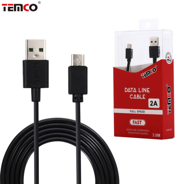 Cable de TPE 2A en 3M Micro USB V8 de 5 Pin en Negro