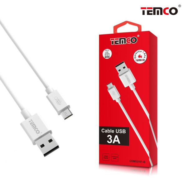 Cable de TPE 3A de 1M Micro Usb V8 en Blanco