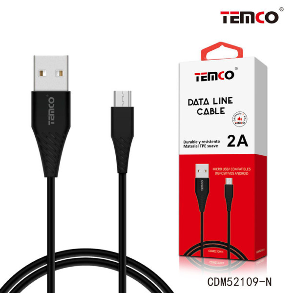 Cable de TPE 3A en 1M Micro USB V8 de 5 Pin en Negro