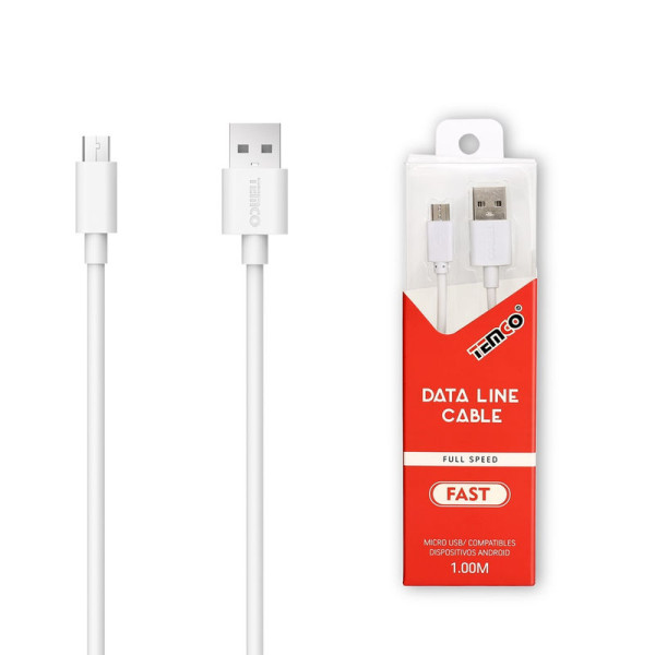 Cable Basico Micro Usb V8 5 Pin 1A de 1M en Blanco