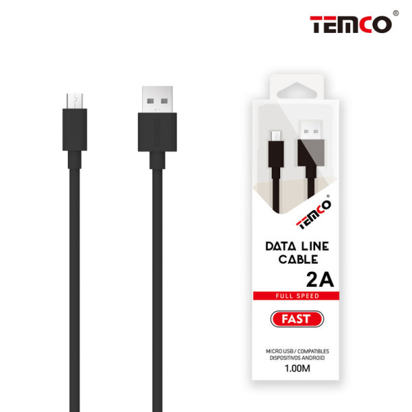 Cable Basico Micro Usb V8 5 Pin 2A de 1M en Negro