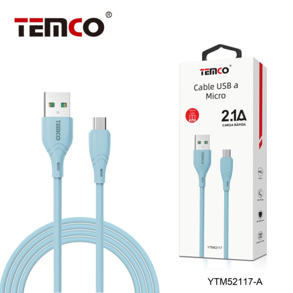 Cable Micro Usb V8 2.1A de 1M en Azul