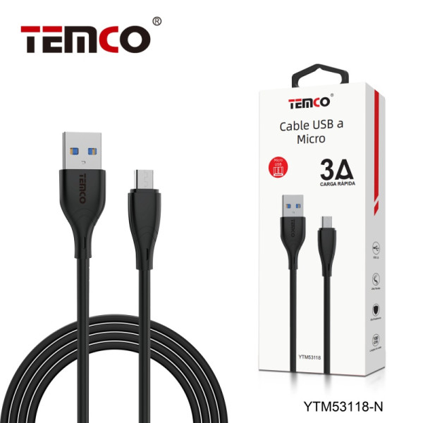 Cable Micro Usb V8 3A de 1M en Negro