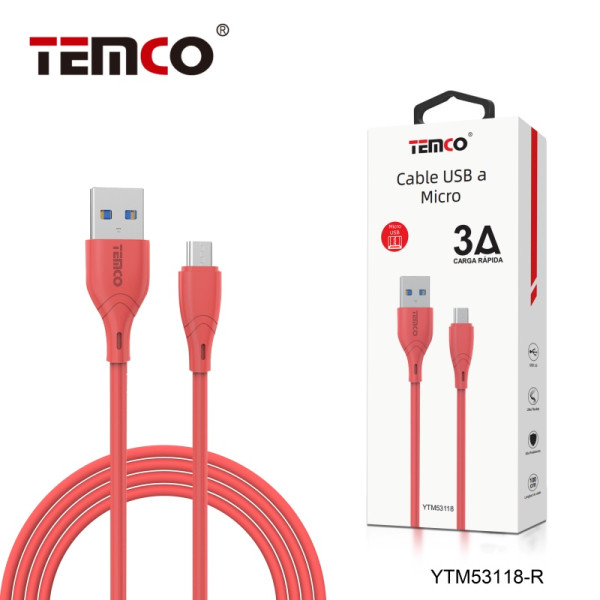Cable Micro Usb V8 3A de 1M en Rojo