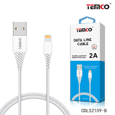 Cable USB a Lithning en TPE 2A de 1M en Blanco