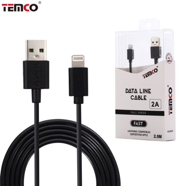 Cable USB a Lithning en TPE 2A de 2M en Negro