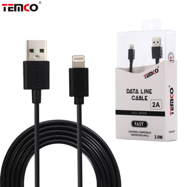 Cable USB a Lithning en TPE 2A de 3M en Negro