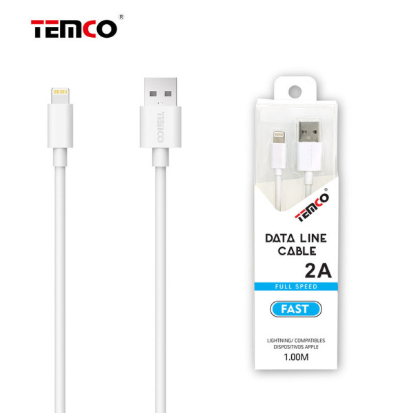 Cable USB a Basico Lithning en TPE 2A de 1M en Blanco