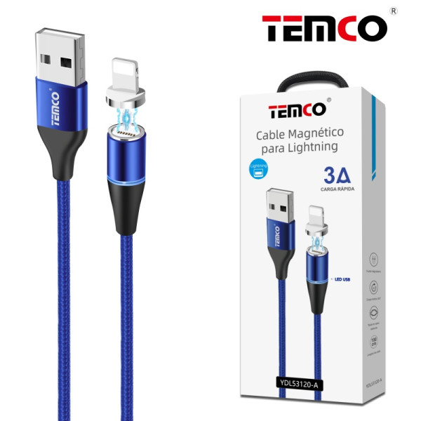 Cable USB a Magnetico Lithning 3A de 1M en Azul
