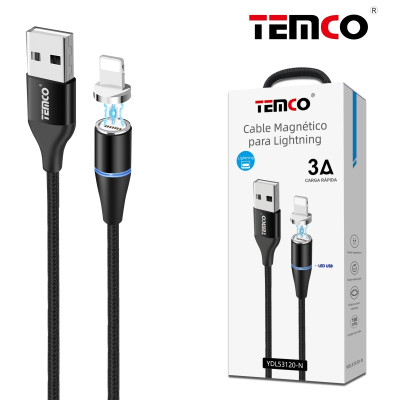 Cable USB a Magnetico Lithning 3A de 1M en Negro