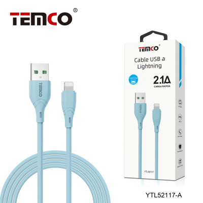 Cable USB a Lithning en TPE 2.1A de 1M en Azul