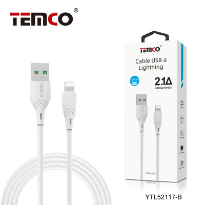 Cable USB a Lithning en TPE 2.1A de 1M en Blanco