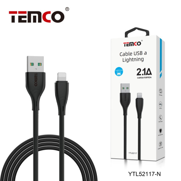 Cable USB a Lithning en TPE 2.1A de 1M en Negro