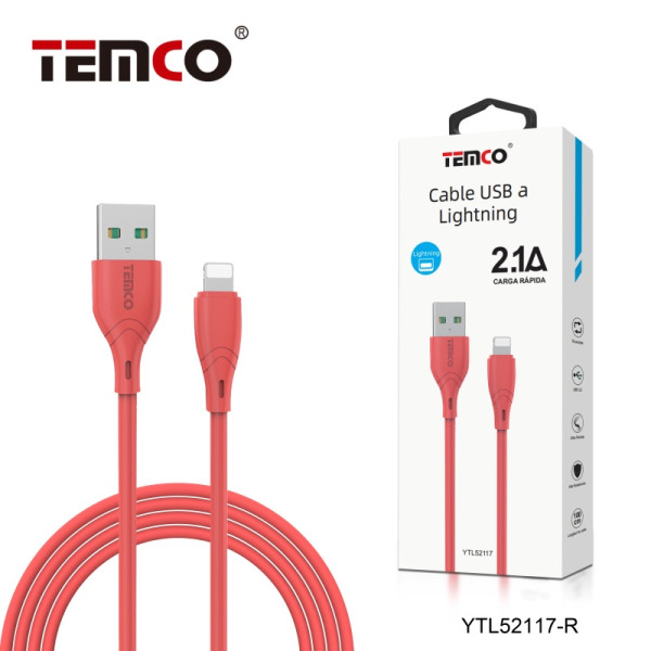 Cable USB a Lithning en TPE 2.1A de 1M en Rojo