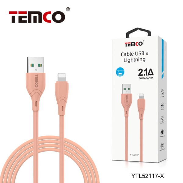 Cable USB a Lithning en TPE 2.1A de 1M en Rosa