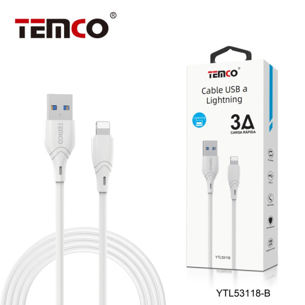 Cable USB a Lithning en 3A de 1M en Blanco