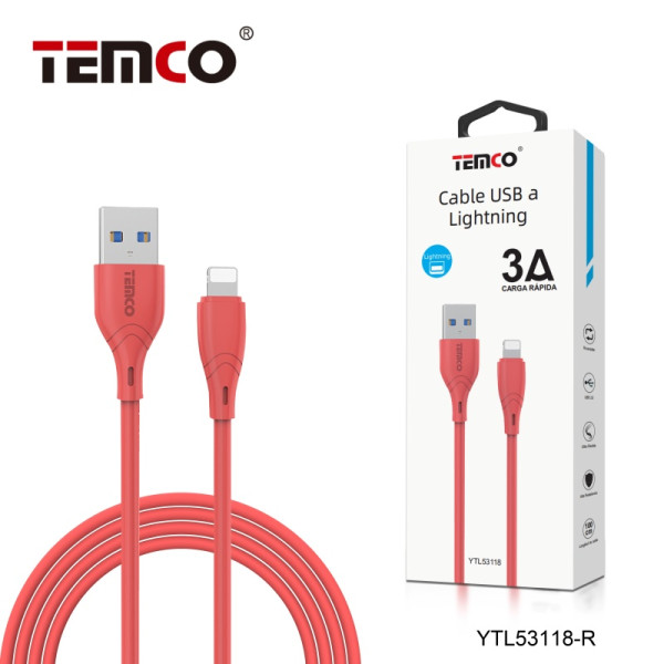 Cable USB a Lithning en 3A de 1M en Rojo