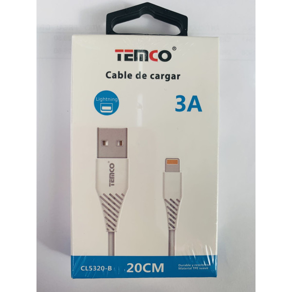 Cable USB a Lithning en 3A de 20CM en Blanco