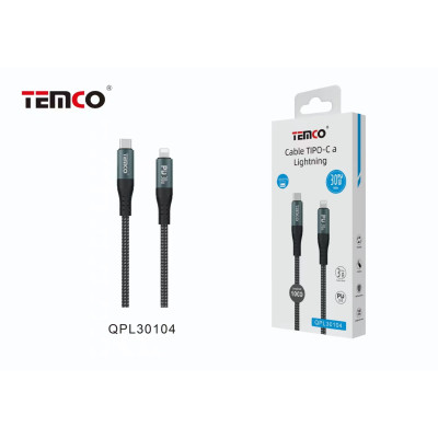 Cable Type-C a Lithning en Nylon 30W de 1M en Negro