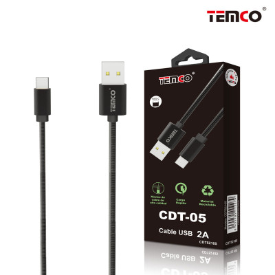 Cable USB a Type-C en Metal 2A de 1M en Negro
