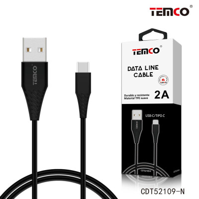 Cable USB a Type-C en TPE 2A de 1M en Negro