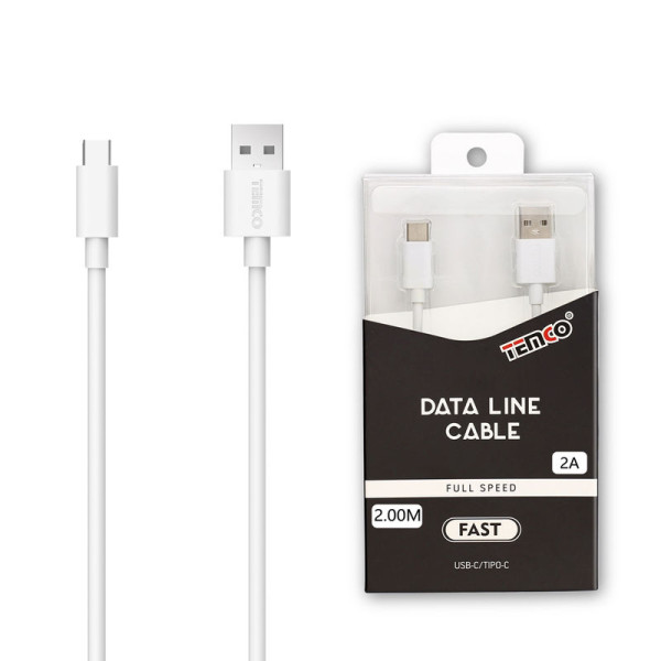 Cable USB a Type-C en TPE 2A de 2M en Blanco