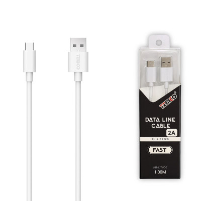 Cable USB a Basico Type-C en TPE 2A de 1M en Blanco