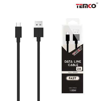 Cable USB a Basico Type-C en TPE 2A de 1M en Negro