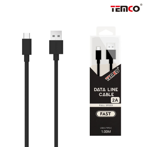 Cable USB a Basico Type-C en TPE 2A de 1M en Negro