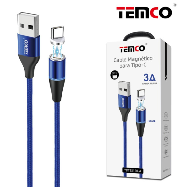 Cable USB a Magnetico Type-C 3A de 1M en Azul