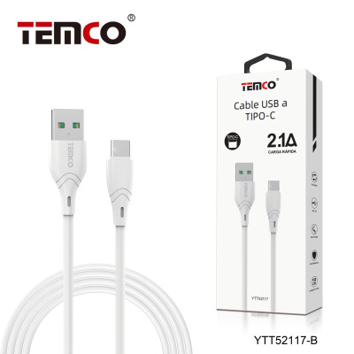 Cable USB a Type-C en TPE 2.1A de 1M en Blanco