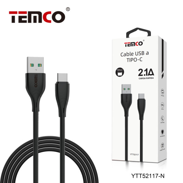 Cable USB a Type-C en TPE 2.1A de 1M en Negro