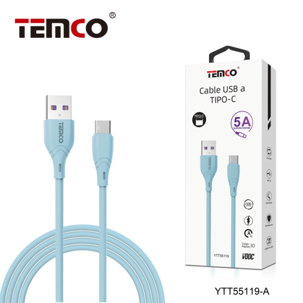 Cable USB a Type-C en 5A Super Charge de 1M en Azul