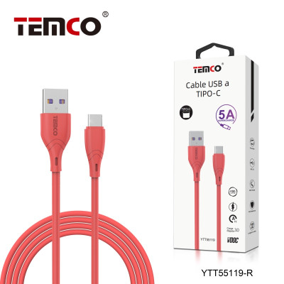 Cable USB a Type-C en 5A Super Charge de 1M en Rojo