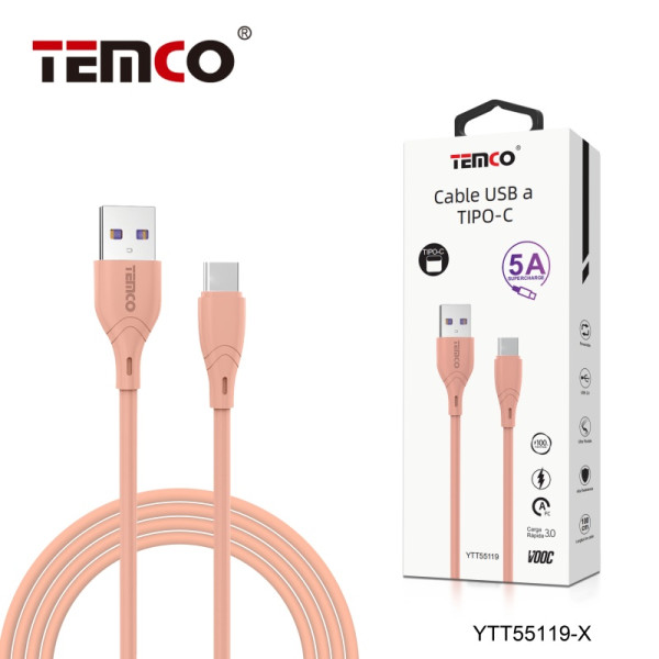 Cable USB a Type-C en 5A Super Charge de 1M en Rosa