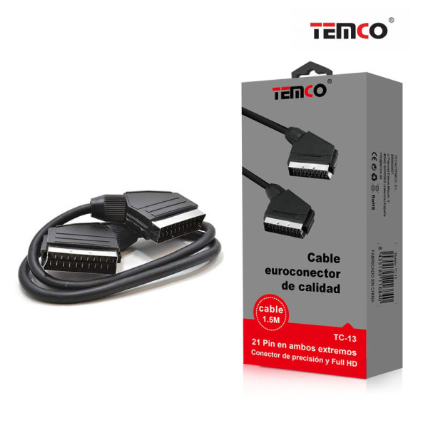 Cable Euroconector 21 Pin de 1.5M Macho a Macho