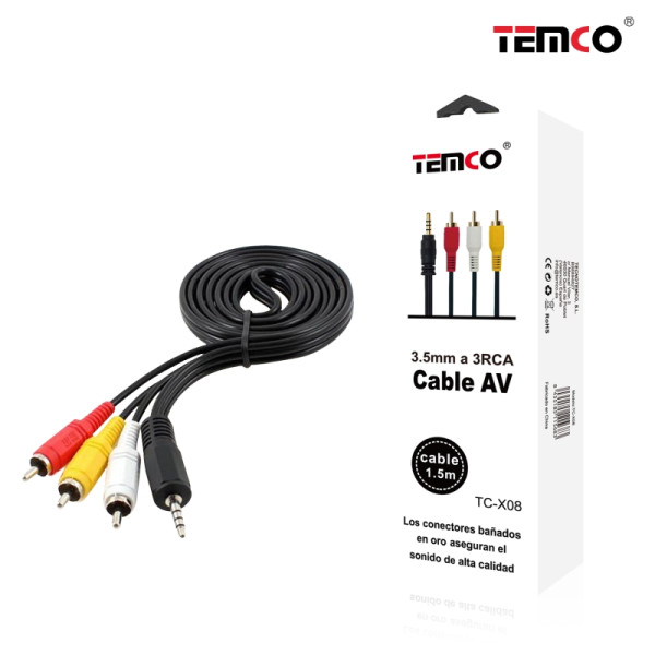 Cable AV 3.5MM a 3 RCA en 1.5M