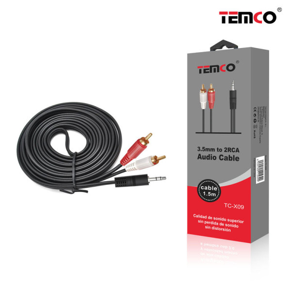 Cable Audio 3.5MM a 2 RCA en 1.5M