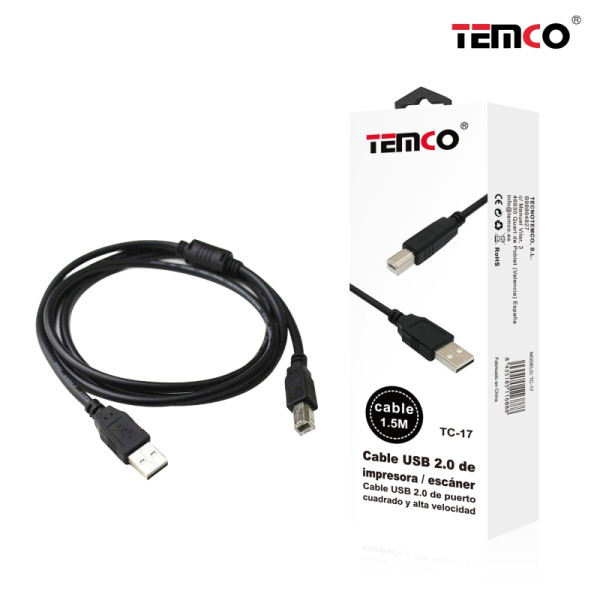 Cable USB 2.0 Impresora Tipo B de 1.5M
