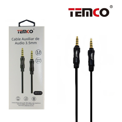 Cable Auxiliar de Audio 3.5mm Macho a Macho en Negro 1M