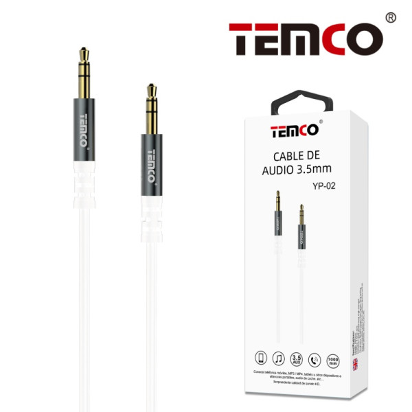 Cable Audio 3.5MM Macho a Macho en Metal Blanco