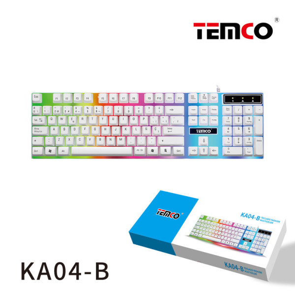 Teclado con Luces Multicolor en Blanco